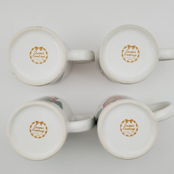 Vtg Himark Saltera Seasons Greetings Coffee Mugs Set of 4 Japan 1985 Collectible - Picture 7 of 10